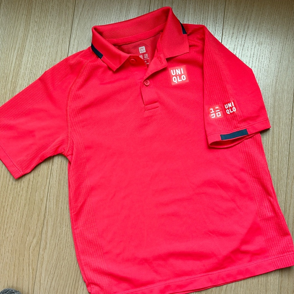 ROGER FEDERER Red TENNIS POLO SHIRT Uniqlo Boys